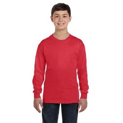 Gildan G540B Youth Heavy Cotton Long Sleeve T-Shirt in Red size XL G5400B, 5400B