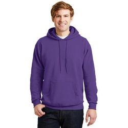 Hanes P170 Ecosmart 50/50 Pullover Hooded Sweatshirt in Purple size Large | Cotton Polyester