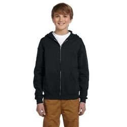 Jerzees 993B Youth NuBlend Full-Zip Hooded Sweatshirt in Black size Small | Cotton Polyester 993BR