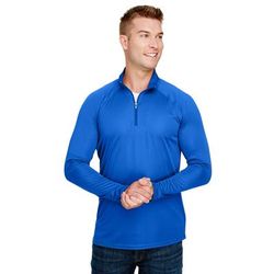 A4 N4268 Adult Daily Polyester 1/4 Zip T-Shirt in Royal Blue size 2XL A4N4268