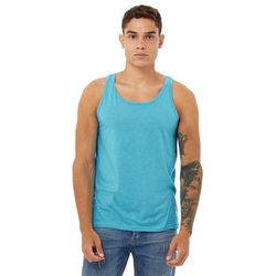 Bella + Canvas 3480 Jersey Tank Top in Aqua Triblend size Small | Ringspun Cotton BC3480, B3480