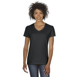 Gildan G500VL Women's Heavy Cotton V-Neck T-Shirt in Black size Medium G5000VL, 5000VL, G5V00L, 5V00L