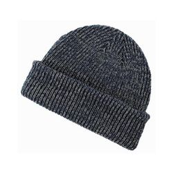 Big Accessories BA524 Ribbed Marled Beanie Hat in Navy Blue/Gray | Acrylic Blend