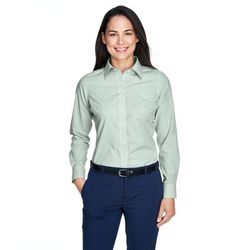 Devon & Jones D645W Women's Crown Woven Collection Banker Stripe in Dill size Medium