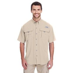 Columbia 7047 Men's Bahama II Short-Sleeve Shirt in Fossil size XL | Cotton/Nylon Blend 101165