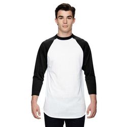 Augusta Sportswear AG4420 Athletic Baseball 3/4 Sleeve Top 2.0 in White/Black size Medium | Cotton Polyester 4420