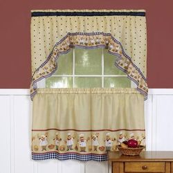 Wide Width Cucina Printed Tier and Swag Window Curtain Set by Achim Home Décor in Multi (Size 57" W 24" L)