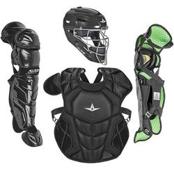 All Star System7 Axis NOCSAE Certified Youth Solid Pro Baseball Catcher's Kit - Ages 9-12 Black