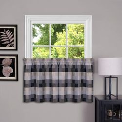 Wide Width Harvard Window Curtain Tier Pair by Achim Home Décor in Black (Size 57" W 24" L)