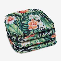 BH Outdoor Performance Set of 4 Stacking Chair Pads by BrylaneHome in Cypress Midnight Patio Cushion