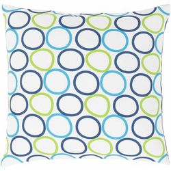 Freckleton 18" x 18" Modern Cotton Blue/Green/Navy/Off-White Throw Pillow - Hauteloom