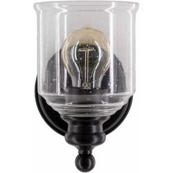 Carwoola 7"L x 5"W x 8"H Cottage Black/Clear Wall Sconce - Boutique Rugs