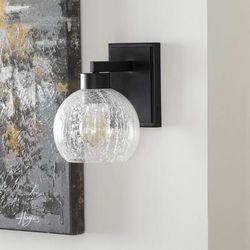 Rougemont 8"L x 6"W x 9"H Black/Clear Wall Sconce - Boutique Rugs