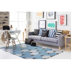 Lutana 18" Square Modern Cotton Blue/Off White/Denim/Ivory Throw Pillow - Boutique Rugs