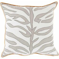 Hawkinge 18" Square Cottage Ivory/Gray/Orange Throw Pillow - Boutique Rugs