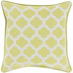 Germoe 18" Square Traditional Cotton Ivory/Light Olive/Olive Throw Pillow - Boutique Rugs