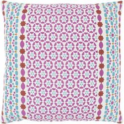 Hollyvilla 20" Square Cotton Teal/Mint/Ivory/Magenta/Rust/Yellow/Brick Red/Saffron/Rust/Yellow/Green Lumbar Pillow - Boutique Rugs