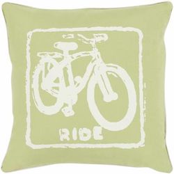 Littlebourne 18" Square Cottage Cotton Cream/Light Olive/Olive Throw Pillow - Boutique Rugs