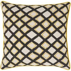 Pamplico 22" Square Modern Cotton Cream/Black/Mustard Throw Pillow - Boutique Rugs