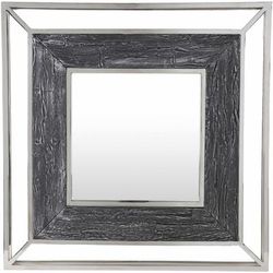 Bonnie 32"H x 32"W x 3"D Modern Silver/Metallic Silver/Clear/Camel/Charcoal Accent Mirror - Boutique Rugs