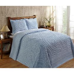 Rio Collection Chenille Bedspread by Better Trends in Blue (Size QUEEN)