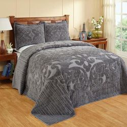 Ashton Collection Tufted Chenille Bedspread by Better Trends in Gray (Size QUEEN)