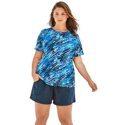 Plus Size Women's The Swim Tee by Swim 365 in Silver Foil Animal (Size 18/20) Rash Guard