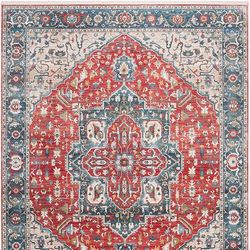 Mandani Performance Area Rug - Charcoal/Blue, 9' x 11'7" - Frontgate