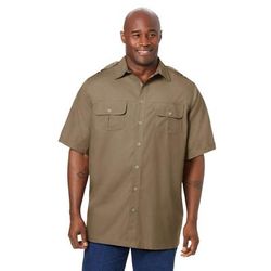 Men’s Big & Tall Short-Sleeve Pilot Shirt by Boulder Creek in Dark Khaki (Size 6XL)