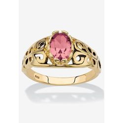 Gold over Sterling Silver Open Scrollwork Simulated Birthstone Ring by PalmBeach Jewelry in October (Size 9)