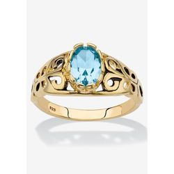 Gold over Sterling Silver Open Scrollwork Simulated Birthstone Ring by PalmBeach Jewelry in December (Size 9)