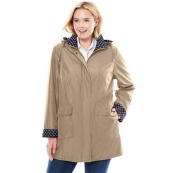 Plus Size Women's Dot Trim Raincoat by Woman Within in New Khaki (Size 16 W)