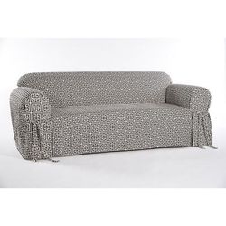 Roman Key Cotton Slipcover black by Classic Slipcovers in Black White (Size CHAIR)