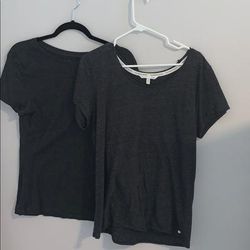 Victoria's Secret Tops | 2 Blackish/Gray Short Sleeve Tops | Color: Black/Gray | Size: L