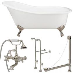 Randolph Morris Charlotte 60 Inch Cast Iron Slipper Clawfoot Tub and Faucet Package TUBSET14BNBN