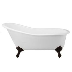 Randolph Morris Charlotte 60 Inch Cast Iron Slipper Clawfoot Tub - Rim Faucet Drillings LG60SL7WSIB