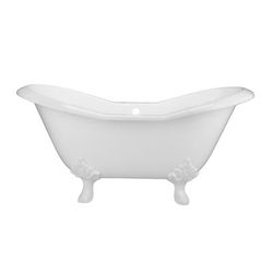 Randolph Morris Grace 72 Inch Cast Iron Double Slipper Tub - Rim Faucet Drillings - Lion Paw Feet RM72DS7LPW