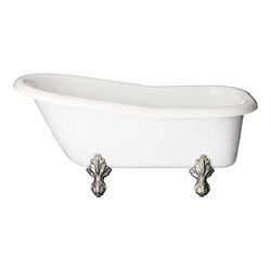 Restoria Bathtub Ambassador 60 Inch Acrylic Slipper Clawfoot Tub - No Faucet Drillings S501-N-NH