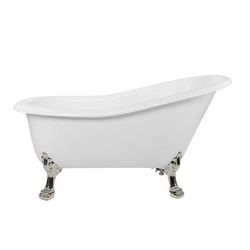 Randolph Morris Paris 54 Inch Acrylic Slipper Clawfoot Tub - Rim Faucet Drillings - Lion Paw Feet RMA54SL7WLPPN