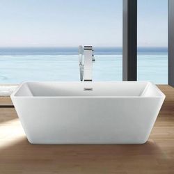 Randolph Morris Ella 63 Inch Acrylic Double Ended Freestanding Tub - No Faucet Drillings RMA190-BN