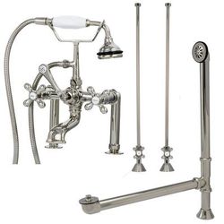 Randolph Morris Clawfoot Tub Rim Mount Faucet Set with Lift and Turn Drain RMFAUCETSET2PN
