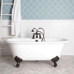 Randolph Morris Kensington 66 Inch Cast Iron Double Ended Clawfoot Tub - Rim Faucet Drillings RM66DE7ORB