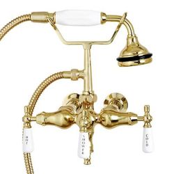 Randolph Morris Bathroom Wall Mount Down Spout Clawfoot Tub Faucet with Handshower RM409-PB
