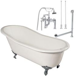 Randolph Morris Mila 67 Inch Cast Iron Slipper Clawfoot Tub Package - White / Chrome Feet & Fixtures SAVINGSPACKAGE23