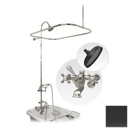 Randolph Morris 54 Inch Clawfoot Tub Wall Mount Shower Enclosure with Faucet and Rain Shower Head RM168RORB
