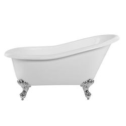 Randolph Morris Aurora 57 Inch Acrylic Slipper Clawfoot Tub - No Faucet Drillings - Imperial Ball & Claw Feet RMA57SL0WSIC