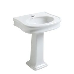 Whitehaus Collection Isabella China Large Traditional Pedestal Sink - Single Hole Faucet Drilling LA10-LA03-1H