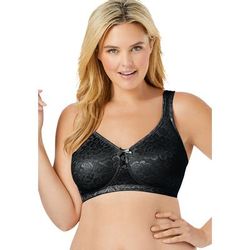 Plus Size Women's Jacquard Wireless Bra by Comfort Choice in Black (Size 52 G)