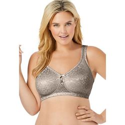 Plus Size Women's Jacquard Wireless Bra by Comfort Choice in Light Taupe (Size 46 G)