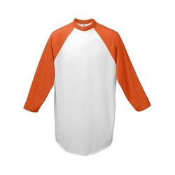 Augusta Sportswear AG4420 Athletic Baseball 3/4 Sleeve Top 2.0 in White/Orange size Small | Cotton Polyester 4420